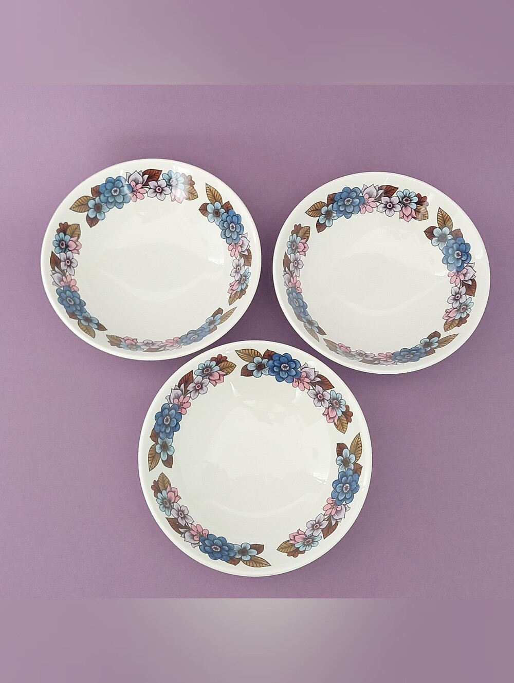 Vintage Ridgway Ironstone "Galardia" Bowls – Set of 3